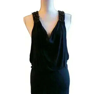 Josh Brody Black Beaded "Party in the Back" Maxi Dress